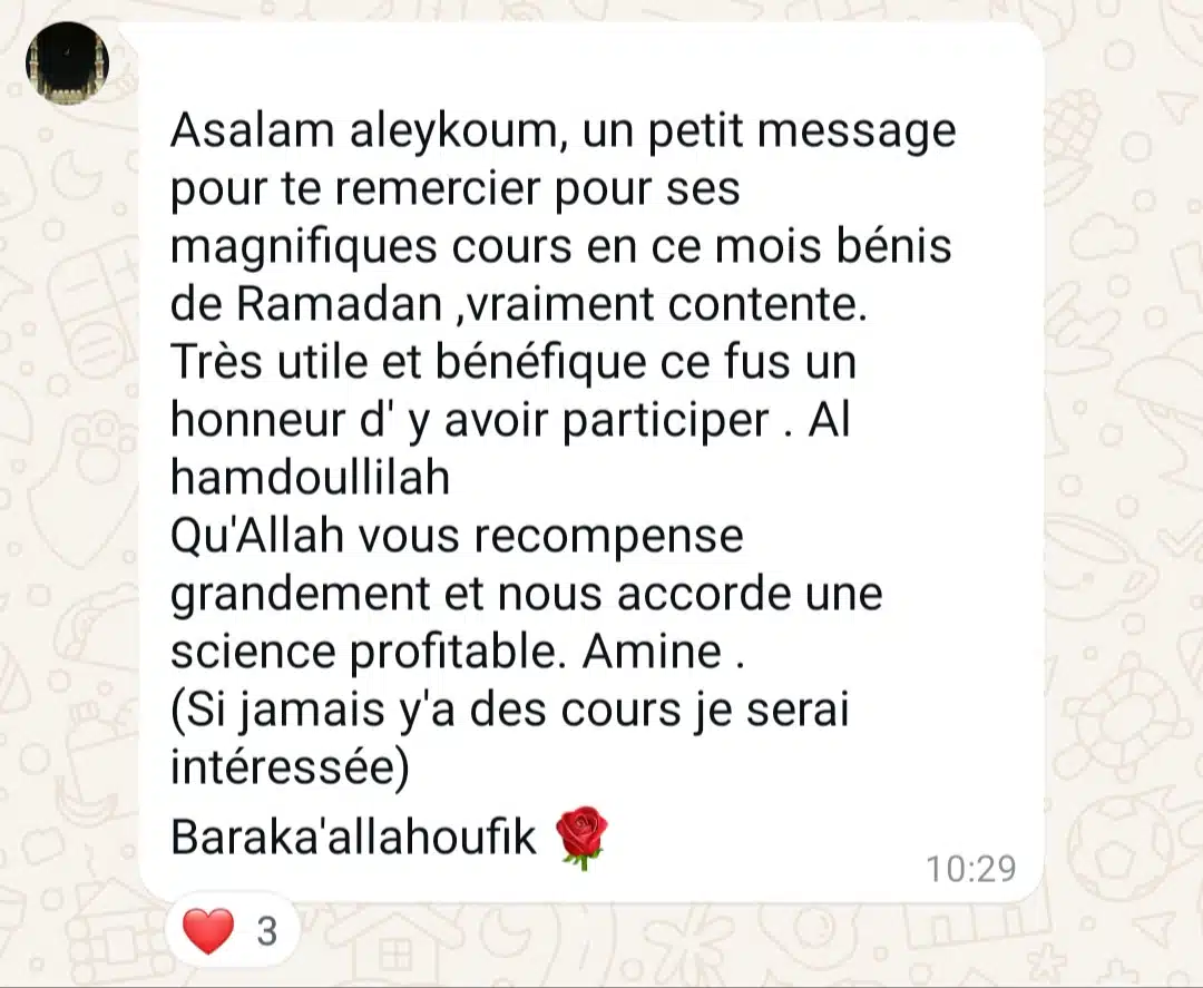 Avis élève Arabe 360 7
